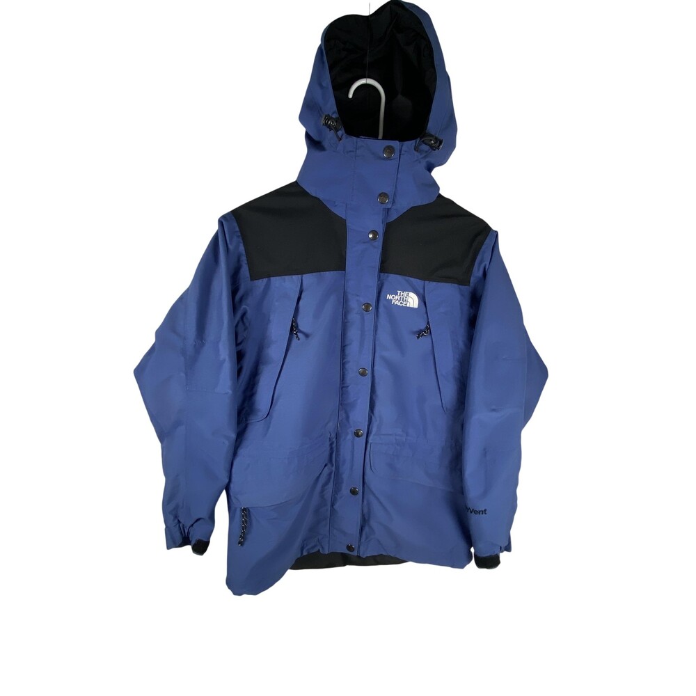 The North Face HyVent Jacket Womens Small Petite Blue Hooded Ski Parka Outdoor